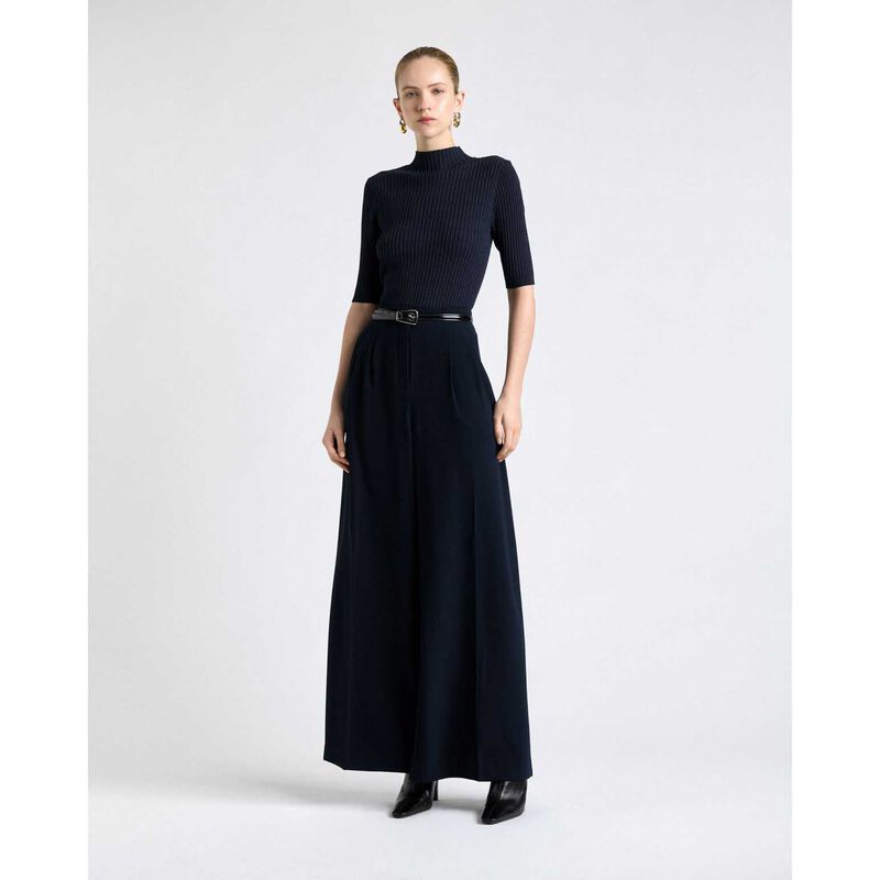 Cue Ink Textured Elbow Sleeve Funnel Neck Knit image number 3